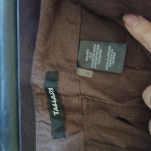 TAHARI LINEN BLEND COASTAL GRANNY BROWN ZIP PANTS NWT SIZE 8 - Picture 2 of 11